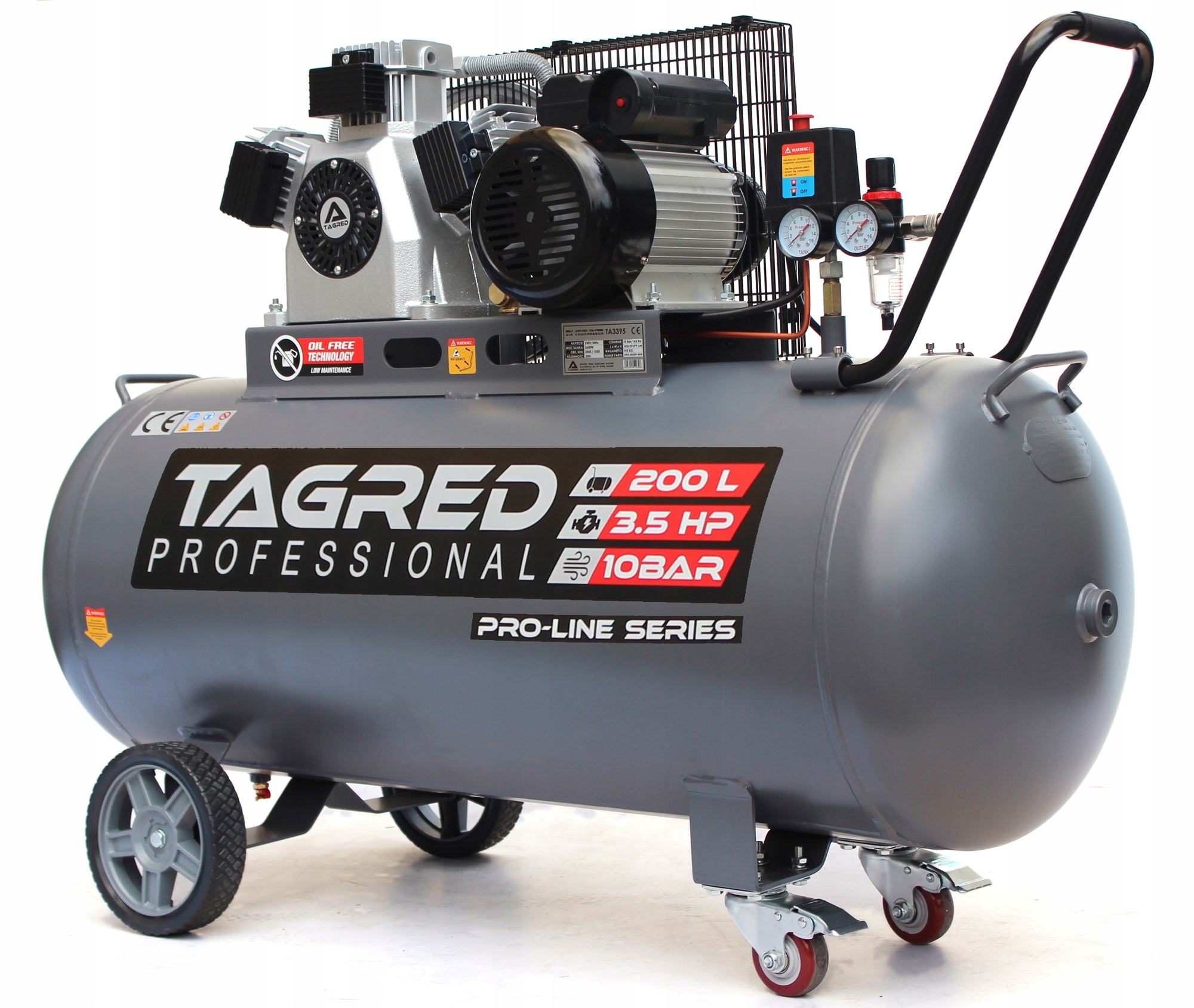 Kompresor bezolejowy Tagred TA3395 200 l 10 bar